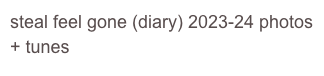 steal feel gone (diary) 2023-24 photos + tunes